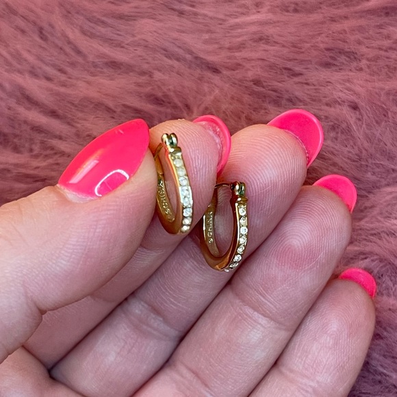 Coach Jewelry - COACH logo Huggie style earrings, gold